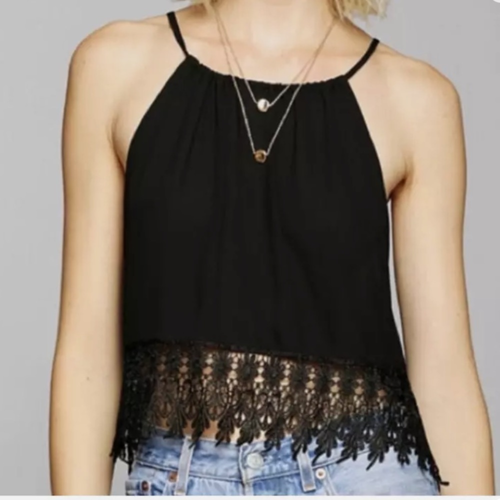 Staring At Stars Women’s Lace Trim Sheer Top